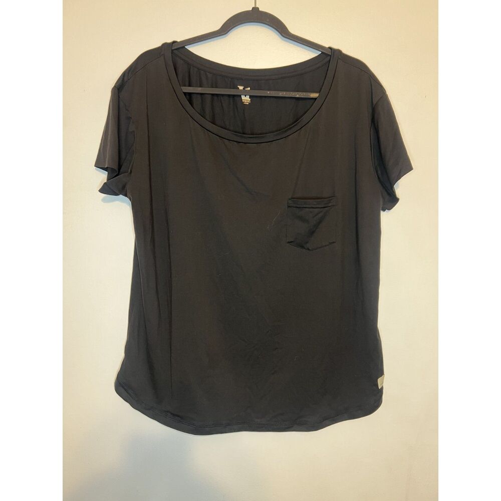 Vuori Womens Lux Performance Pocket Tee XL Black Short Sleeve Soft Boatneck